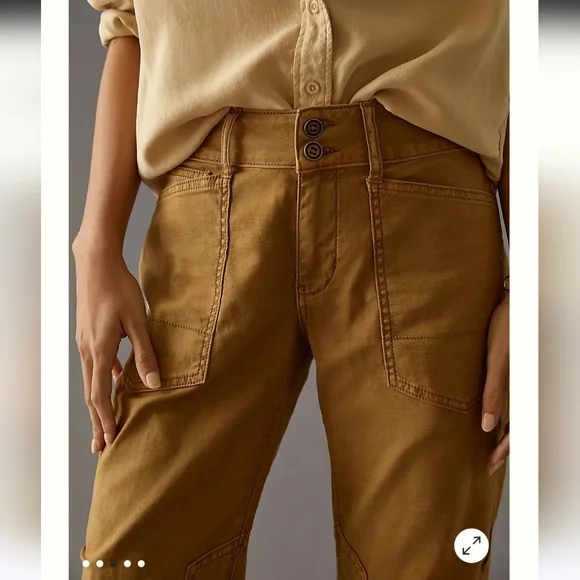 New Anthropologie Pilcro The Wanderer  Low Rise Pants Sz 25 Khaki/Sand - Picture 3 of 16